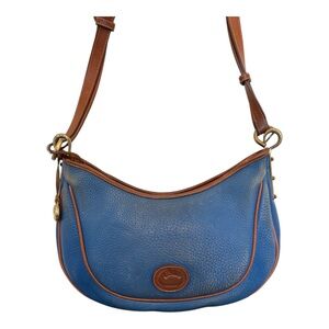Blue and Brown Leather Shoulder Bag